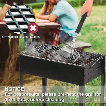 Safe Grill Brush - Bristle Free BBQ Grill Brush - Rust Resistant Stainless Steel Barbecue Cleaner - Great Grilling Accessories