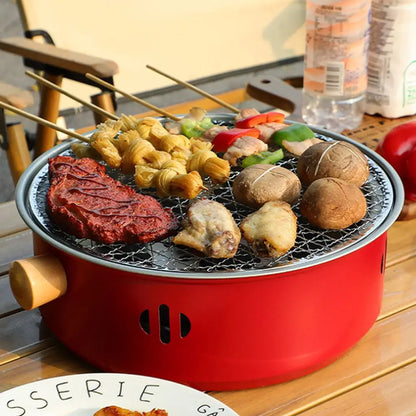 Steel Barbecue Grill Korean Charcoal Stove Split BBQ Stove Round Non-stick Barbecue Rack For Outdoor Camping