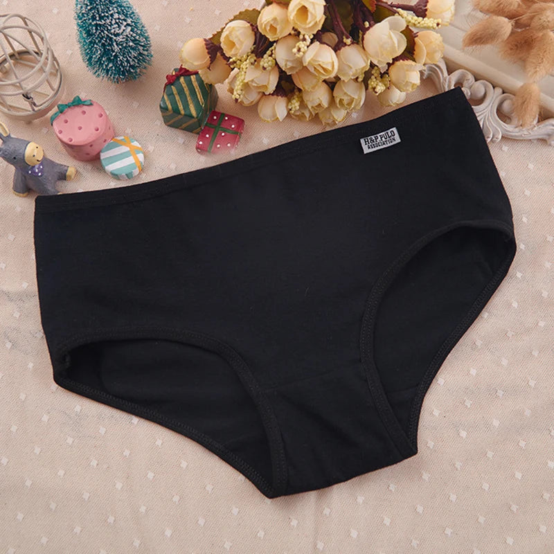 7Pcs/Lot Women Panties Cotton Underwear Breathable Soft Sexy Lingerie Female Briefs Girls Cute Solid Color Underpants Plus Size