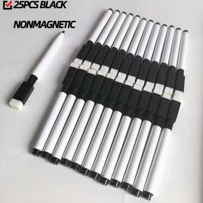 25Pcs Black Dry Erase Markers with Eraser Cap White Board Mini Dry erase Markers for Office School Supplies