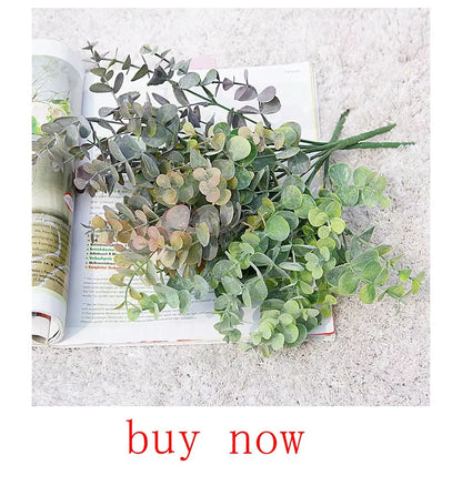 30Pcs/Bundle Fake Green Plant Cheap Artificial Plastic Flowers for Home Table Decorative Wedding Christmas Diy Candy Gift Box