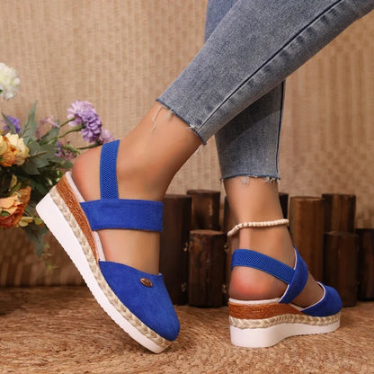 Women's Shoes 2024 Brand Closed Toe Women's Sandals Hot Sale Casual Sandals Women Round Toe Slip on Wedges Platform Shoes Ladies