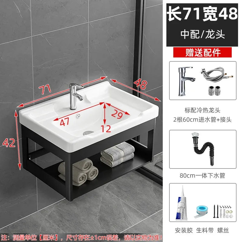 Bathroom Vanity with Sink Toilet Simple Small Apartment Household Wall-mounted Storage Balcony Washbasin Cabinet with Mirror