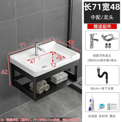 Bathroom Vanity with Sink Toilet Simple Small Apartment Household Wall-mounted Storage Balcony Washbasin Cabinet with Mirror