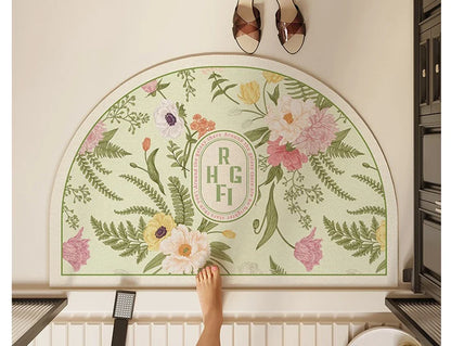 Bathroom Mat Semicircular Rug Absorbent Toilet Carpet Doormat Floor Mats Water-absorbent Soft Washable Bath Non-slip Area Rugs