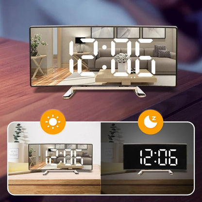 LED Curved Screen Luminous Electronic Clock Mirror Clock Living Room Large Screen Alarm Clock Home Decoration