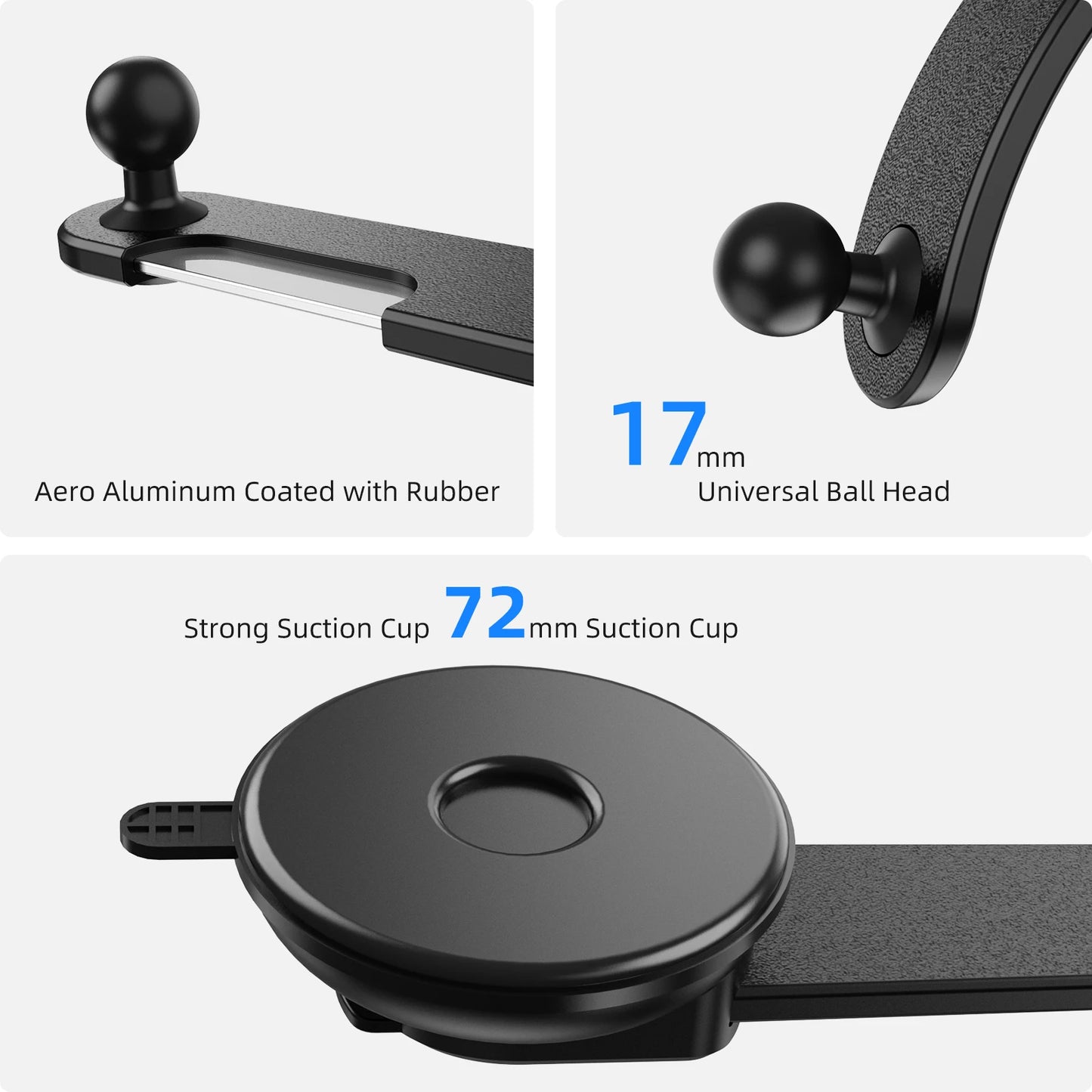 Accessories: Suction Cup Car Phone Bracket 17mm Universal Ball Telescopic Arm Foldable