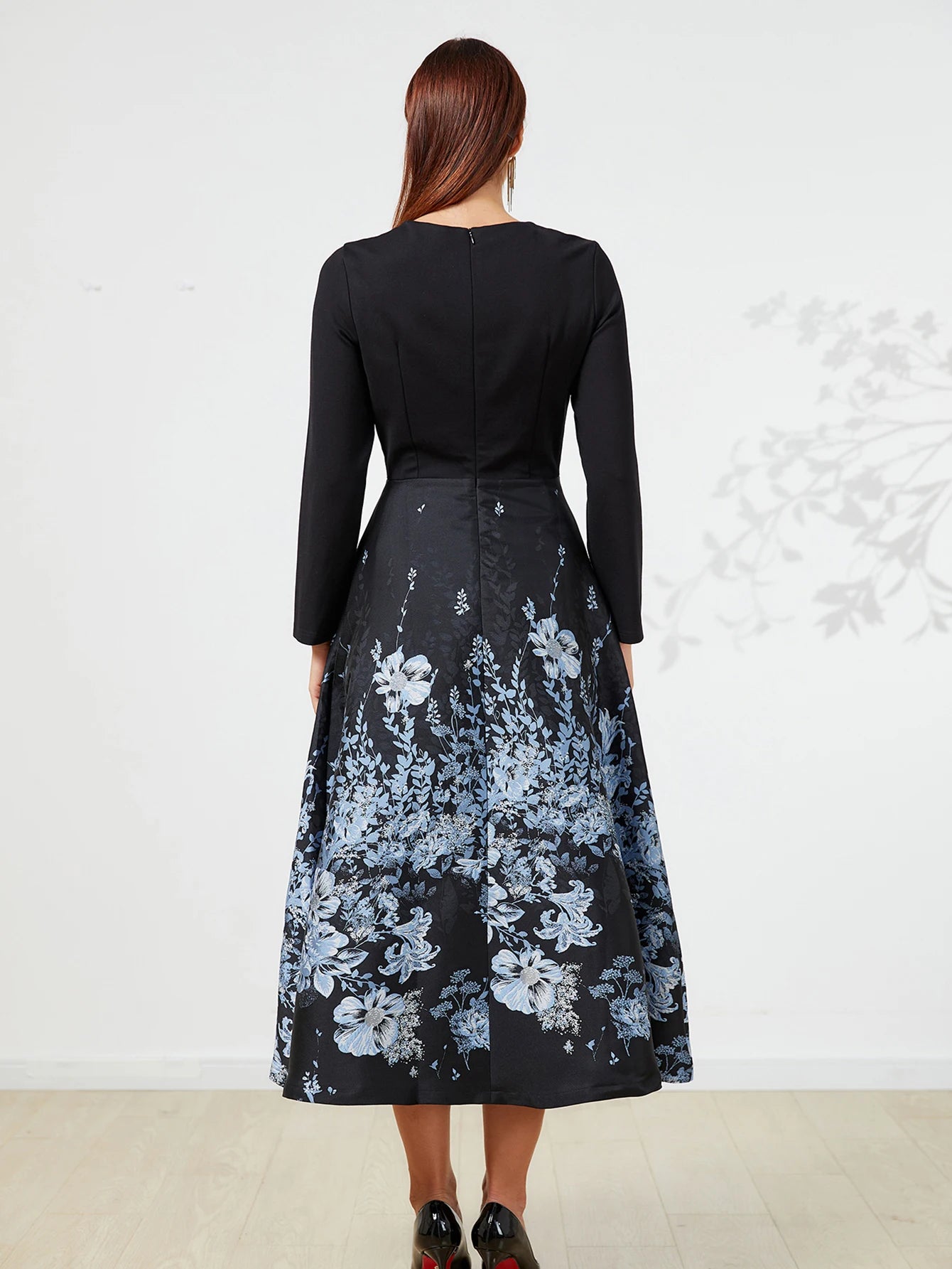 Women Luxury Long Maxi Jacquard Dress Ladies Floral Elegant Dresses New Year Ball Gown Casual Evening Party Maxi Clothing