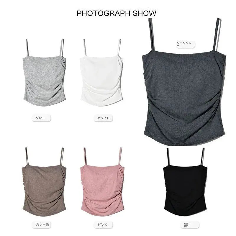 Clearance_New Summer Simple Cotton Sling Camisole Women Girls Crop Top Sleeveless Shirt Lady Bra Tops Straps Skinny Camisole Bas