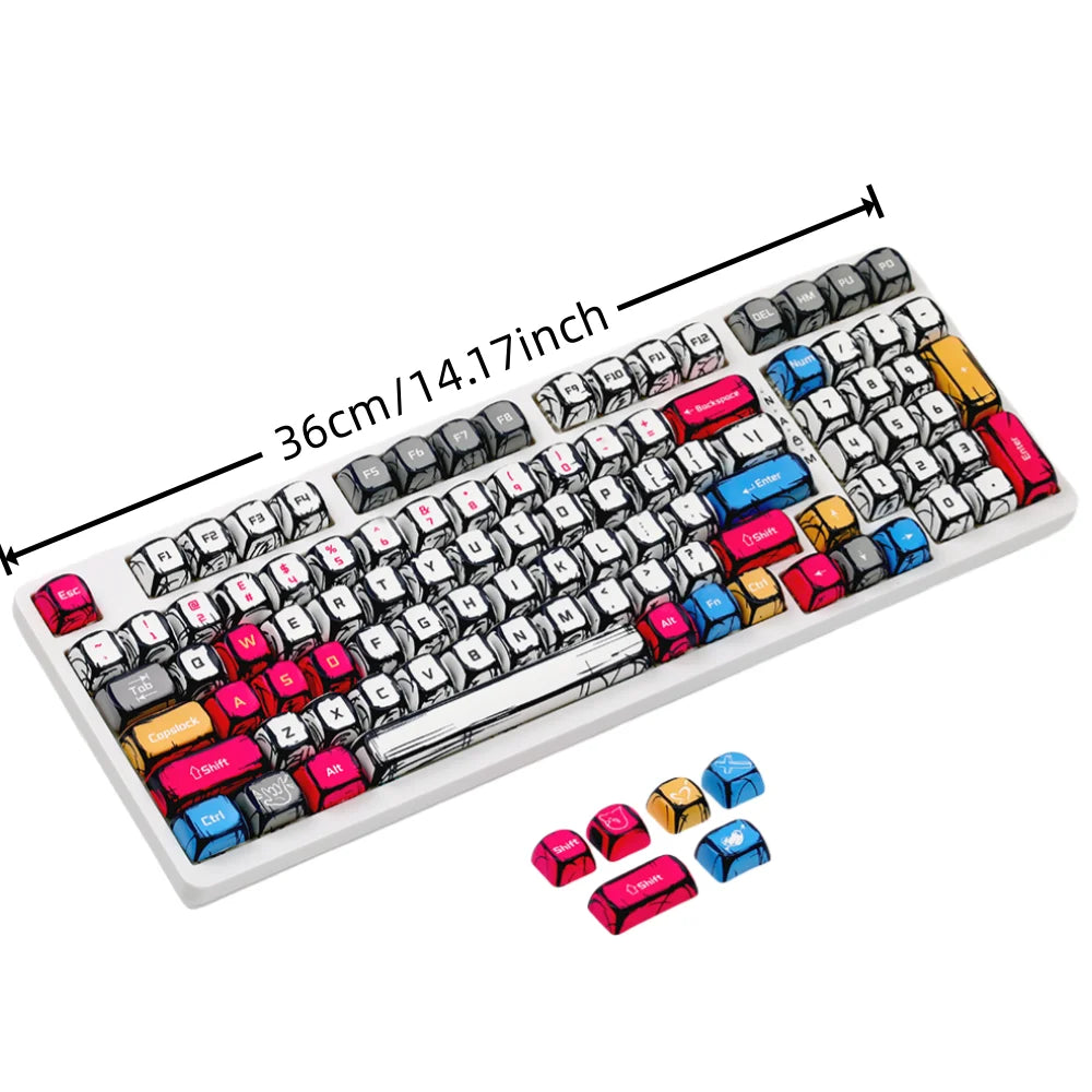 Comic-style mechanical keycaps