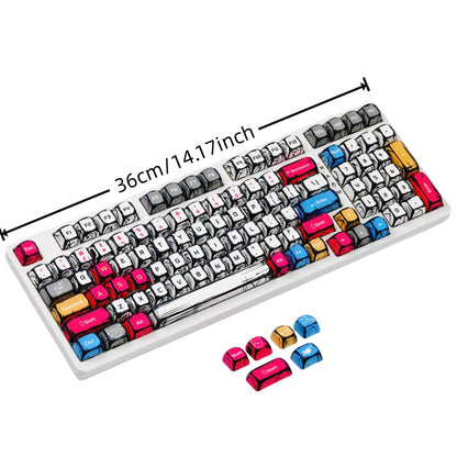 Comic-style mechanical keycaps