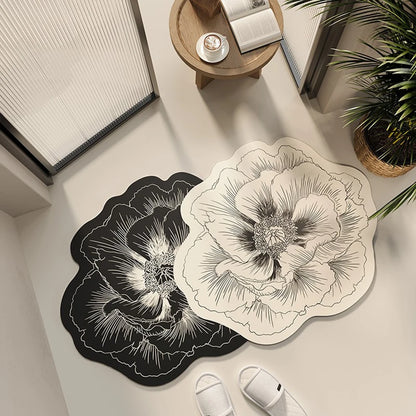 Bathroom Floor Mat Water-absorbing Non-slip Dirt-resistant Carpet Flower Diatom Mud Special-shaped Rug Door Home Decoration Mats