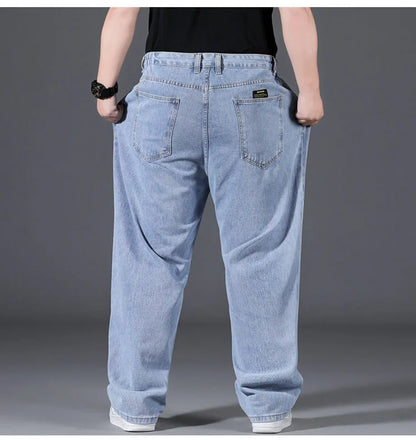 10XL Oversize Jeans Men Spring Fashion Streetwear Plus Size Cargo Jeans Soft Cotton Loose Baggy Casual Jeans For Dad Husband