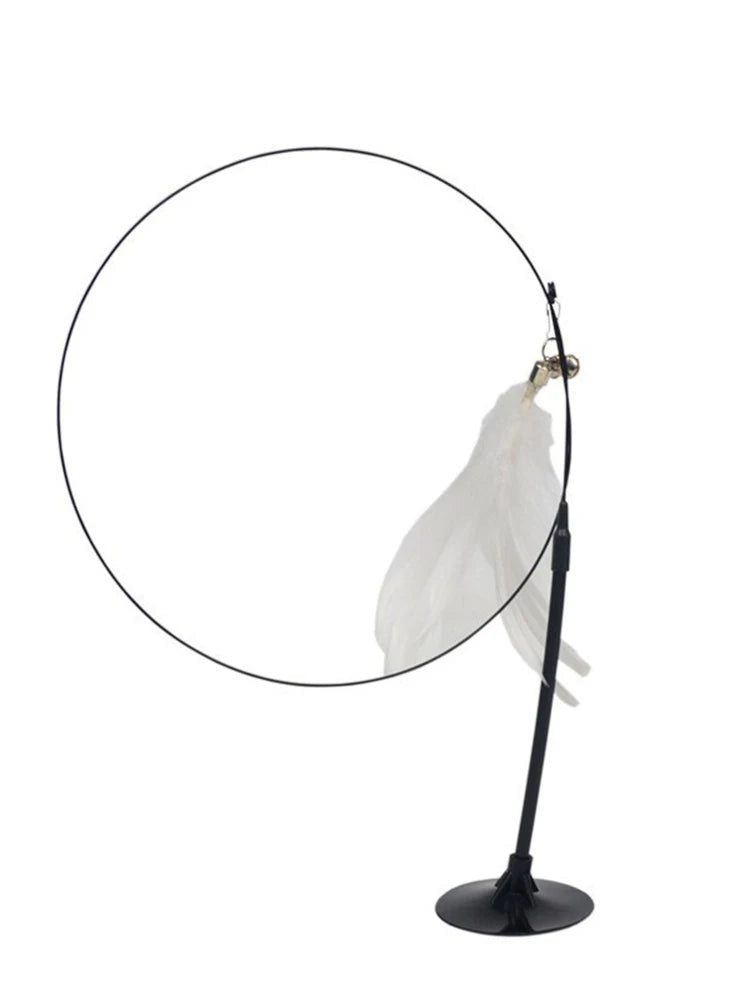 Cat Teaser Stick With Bell, Feather, Long Rod Suction Cup