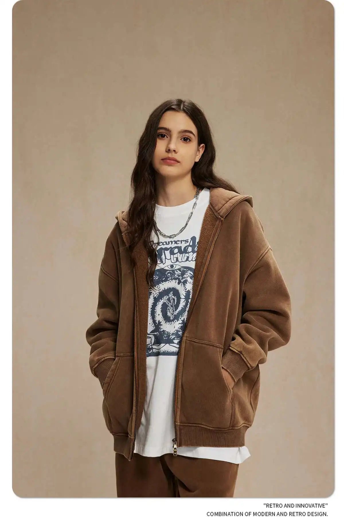 IEFB Men's Wear Wax Printing Vintage Male Hoodies Oversized Loose Zipper Water Washed Plush Sweatshirt Trendy New 9C9349