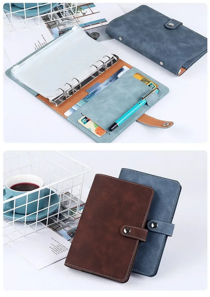A6 Budget Binder Planner Notebook Cover PU Loose-leaf Handbook 6 Holes Binder Diary Agenda Paper Cover School Stationery