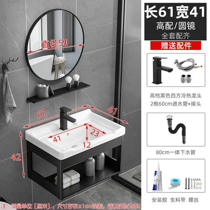 Bathroom Vanity with Sink Toilet Simple Small Apartment Household Wall-mounted Storage Balcony Washbasin Cabinet with Mirror