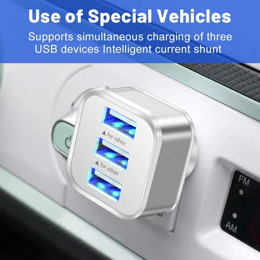 3 Port USB Slots Adaptor USB 3 in 1 2.0 Multple USB Interface Extender Auto Electronics Accessories