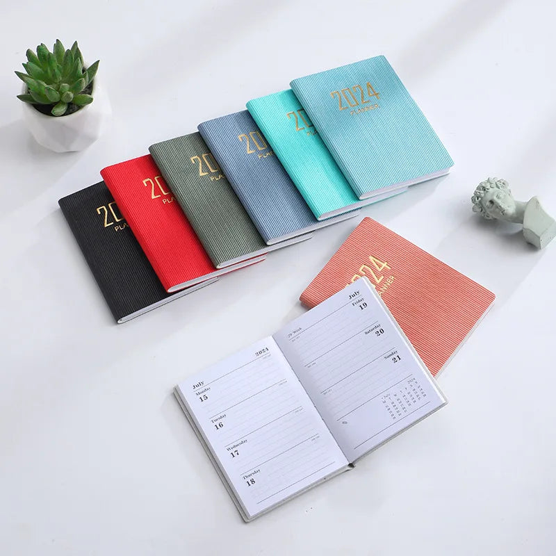 365-Day 2025 Portable A7 Pocket Planner Pu Cover Daily Weekly Schedule Notebook Calendar Journal School Office Supplies Agenda
