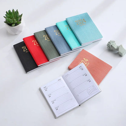 365-Day 2025 Portable A7 Pocket Planner Pu Cover Daily Weekly Schedule Notebook Calendar Journal School Office Supplies Agenda