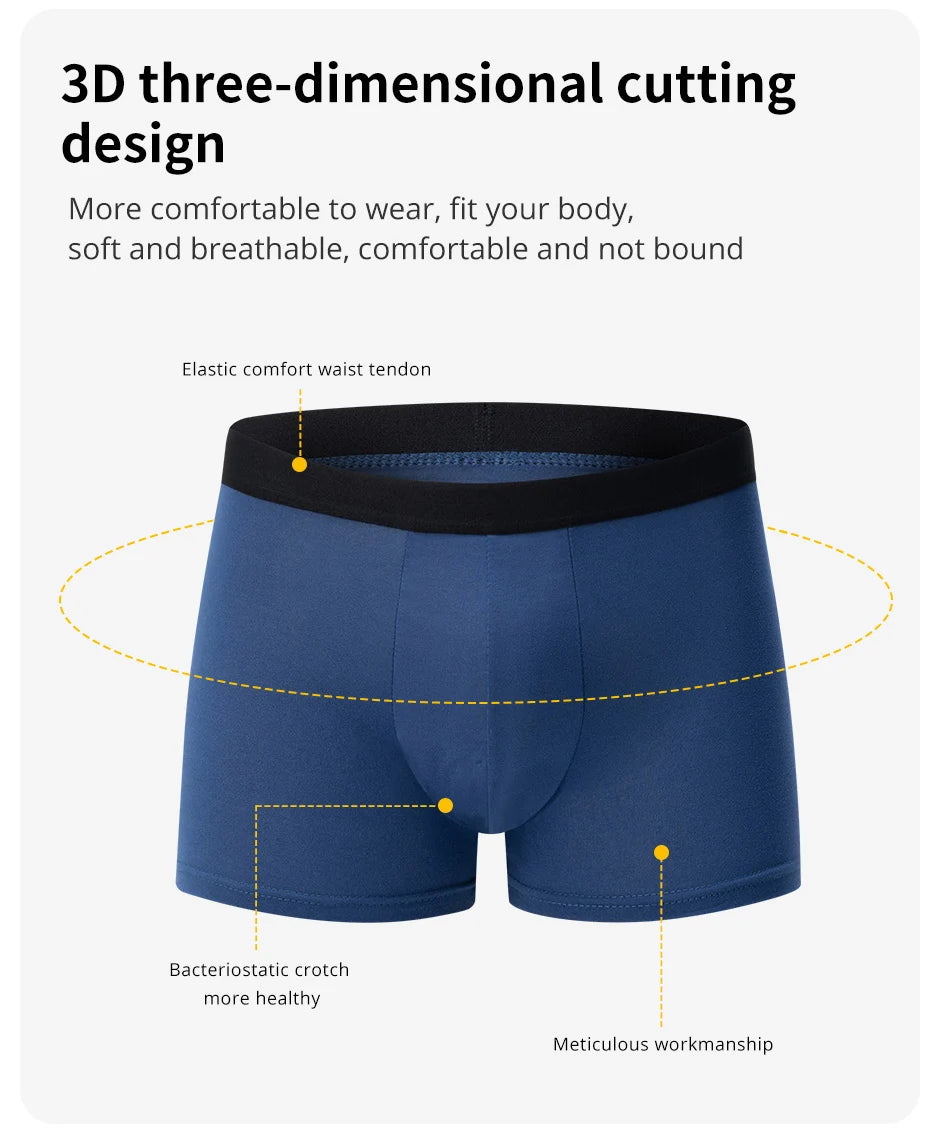 4 Pack Europe and America Size MEN'S Solid Color Sexy Boxer Underwear Antibacterial Breathable plus Size MEN'S Shorts Underwear