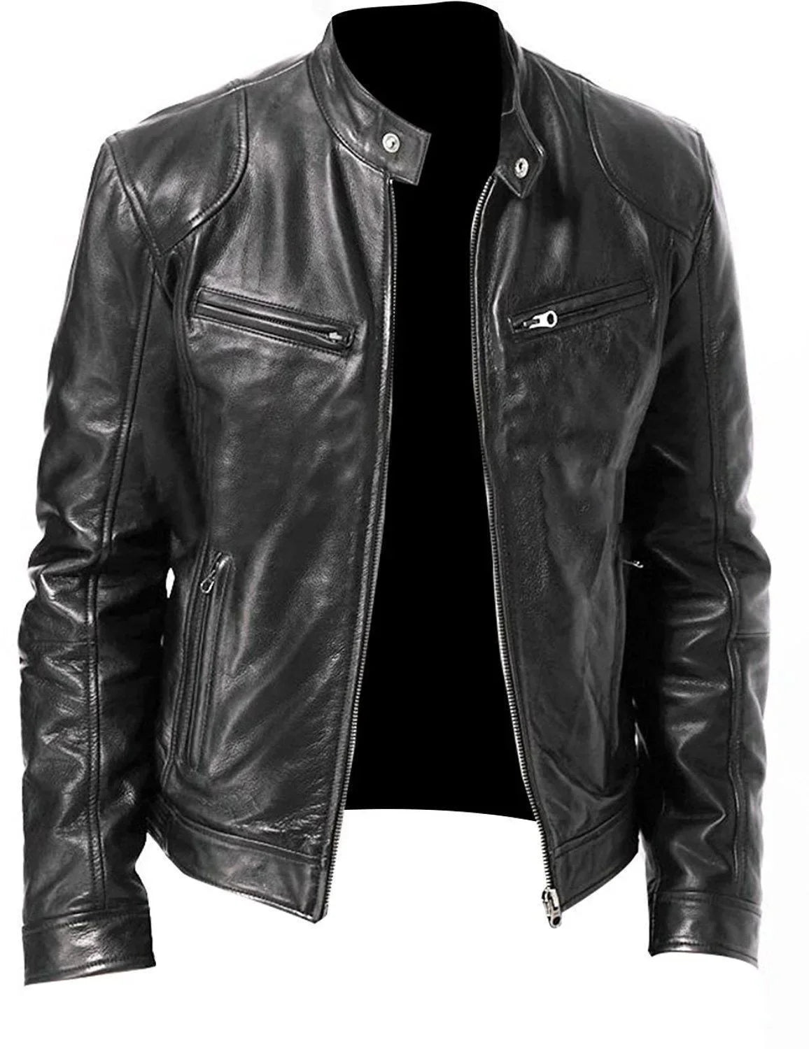 2025 PU Leather Men's Casual Jacket - Motorcycle European Style