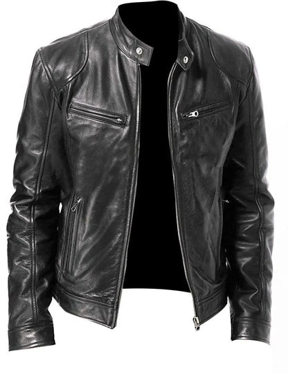 2025 PU Leather Men's Casual Jacket - Motorcycle European Style