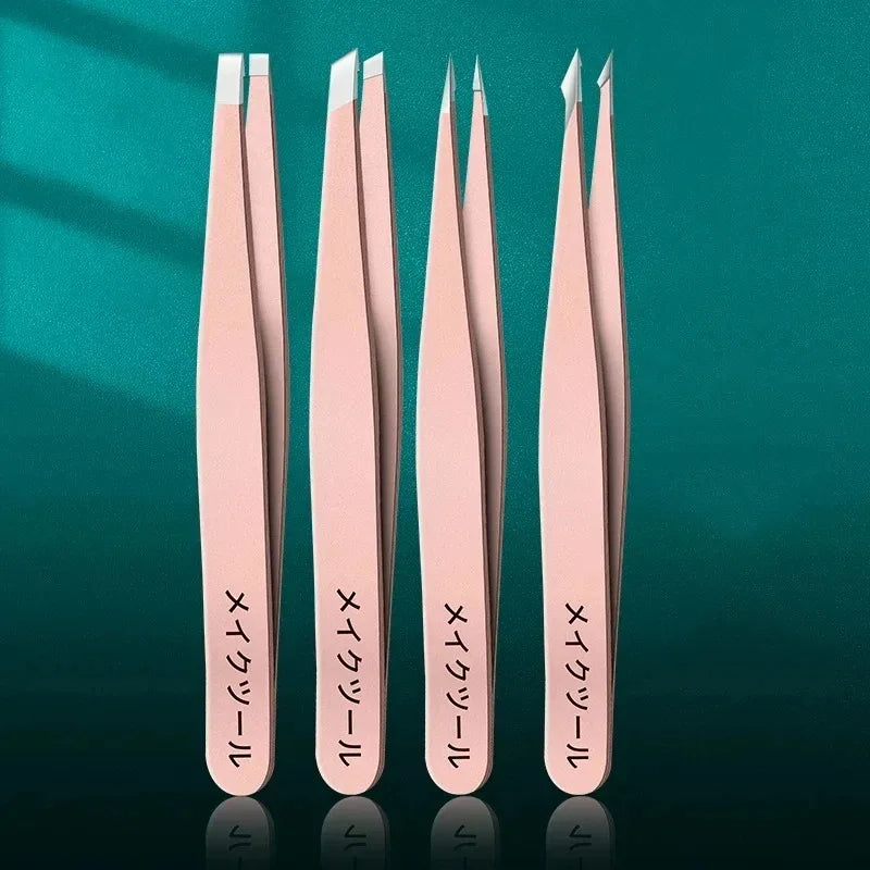 4pcs Professional Tweezers Set - Perfect For Eyebrow Hair Removal, Splinter & Ingrown Hair Removal & For Men & Women