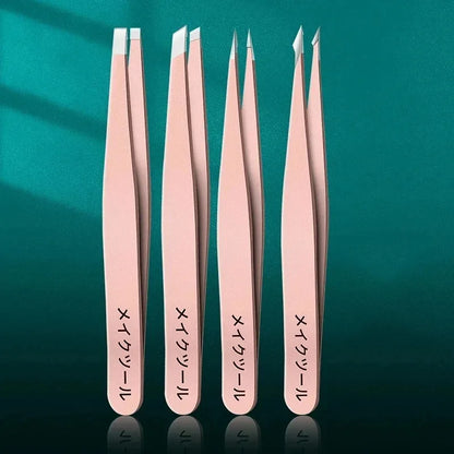 4pcs Professional Tweezers Set - Perfect For Eyebrow Hair Removal, Splinter & Ingrown Hair Removal & For Men & Women