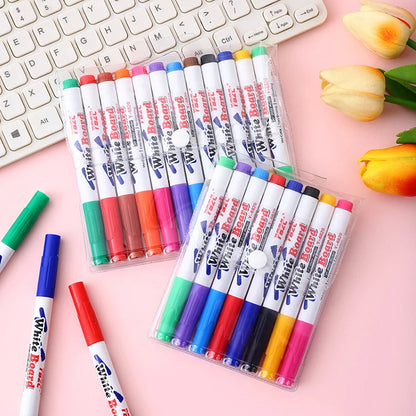 8/12 Color Erasable Whiteboard Pen Set Children's Color Floating Pen Children's Creative Water Floating Pen Painting Stationery