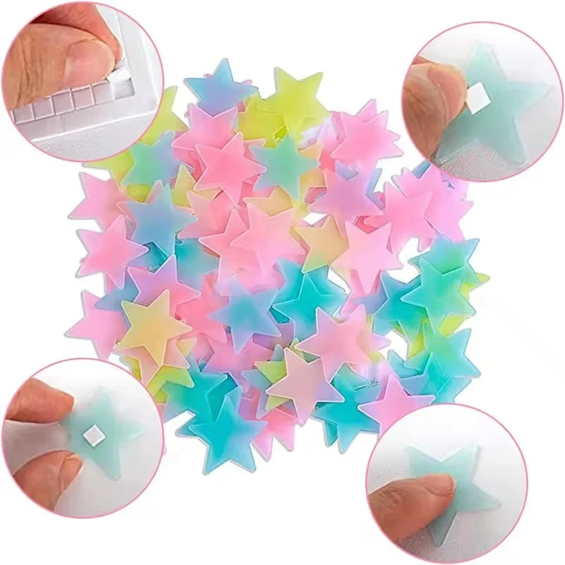 Glow in The Dark Stars Stickers - Self Adhesive Wall Decals for Kids Room Decor, DIY Night Sky Ceiling, Luminous Party Supplies