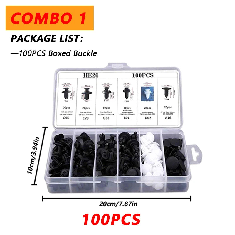 100pcs Auto Fastener Clip Kit Fender Rivet Clips Car Body Push Retainer Pin Rivet Bumper Door Trim Panel Retainer Car Clips