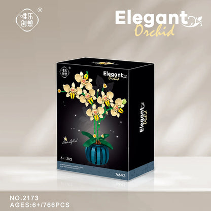 Building Blocks Orchid Flowers Bouquet Flower Blocks Bonsai Plant Model Bricks Romantic DIY Home Decoration Toy for Kids Gift