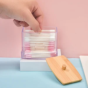 1pc Clear Cotton Swabs Storage Holder Dispenser, Cotton Pads Holder With Lids, Bathroom Storage Container Organizer Art Supplies