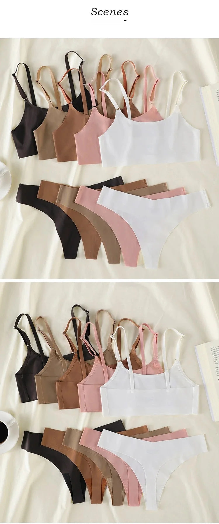 Hot Sale High Quality Latest Design Us Size Stylish Solid Ice Silk Seamless Wireless Bras And Women Underwear Set