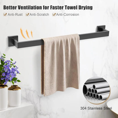 Bathroom Set  Stainless Steel Towel Ring Holder Toilet Paper Holder  Towel Bar  Rail Rack  Hanger Hook  Bathroom Hardware Set