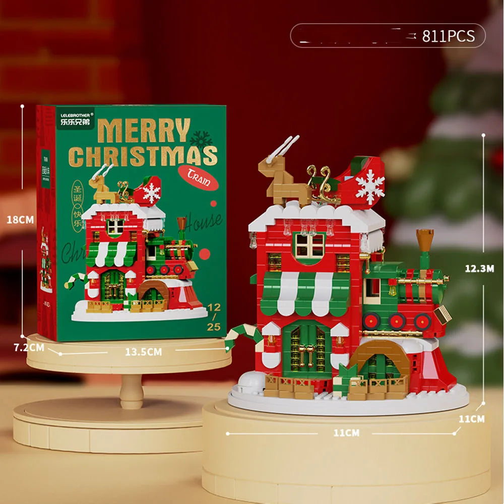Christmas Gifts Micro Building Block Series Santa Claus Reindeer Puzzle Assembling Bricks Table Decoration Toys Children Kids