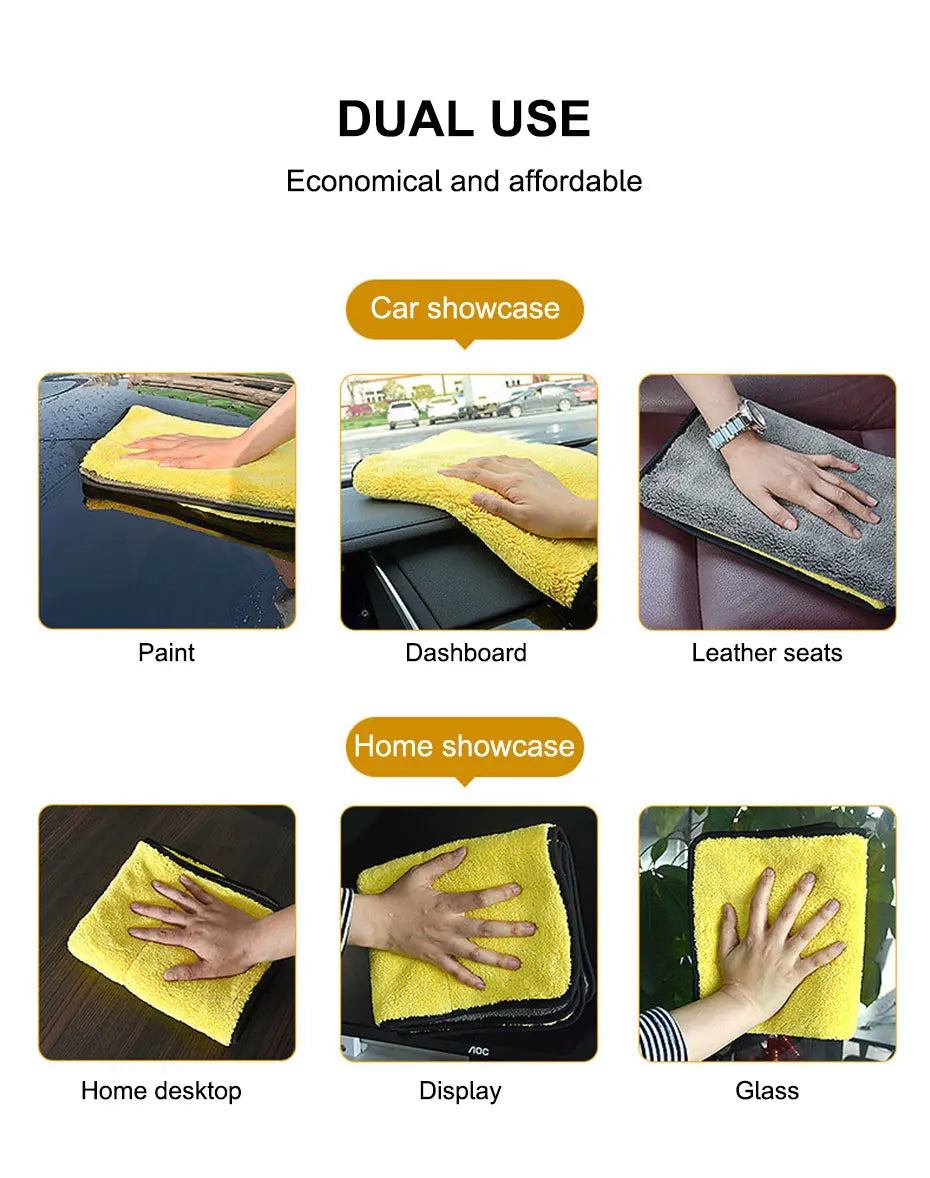 منشفة غسيل السيارات من SEAMETAL المصنوعة من الألياف الدقيقة 400 جرام لكل متر مربع من المخمل المرجاني المزدوج الجوانب، مناشف تنظيف عالية الامتصاص للماء، قماش تجفيف لغسيل السيارات