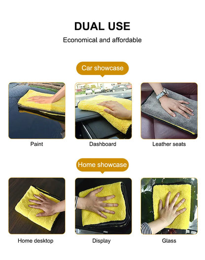 منشفة غسيل السيارات من SEAMETAL المصنوعة من الألياف الدقيقة 400 جرام لكل متر مربع من المخمل المرجاني المزدوج الجوانب، مناشف تنظيف عالية الامتصاص للماء، قماش تجفيف لغسيل السيارات