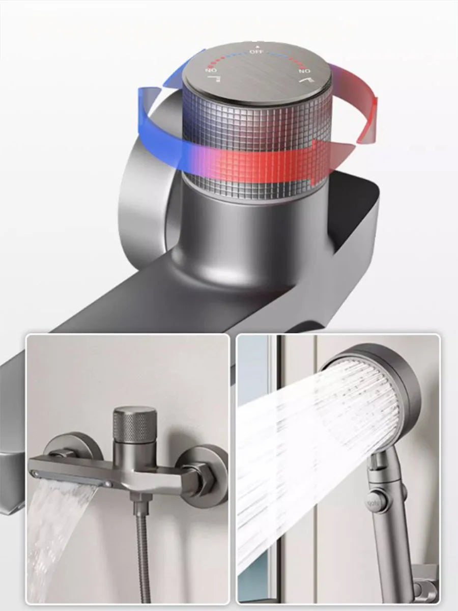 Bathroom Brass Basin Faucets Shower Faucet Wall Mounted Hot Cold Water Dual Spout Mixer Tap For Bathroom