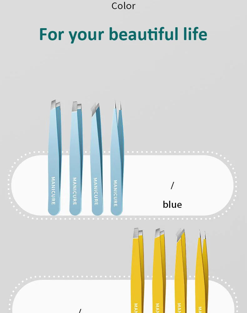 Eyebrow Tweezer Colorful Hair Beauty Fine Hairs Puller Stainless Steel Slanted Eye Brow Clips Removal Makeup Tools