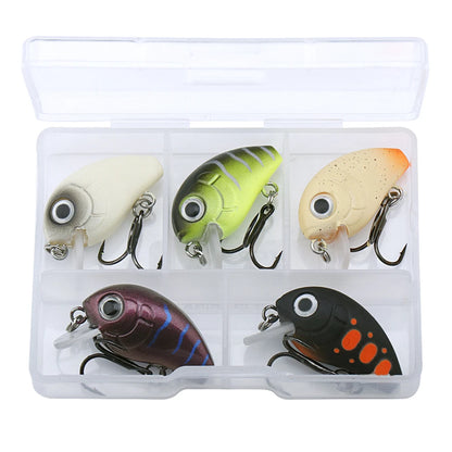 GOBASS 5pcs Mini Fish Bass Fishing Lure Set 3cm 1.5g Mini Artificial Baits Topwater Crank Wobblers For Pike Crankbaits Fishing