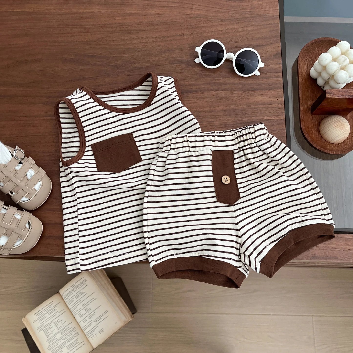 Kids Clothing Set Children's Top and Bottom Stripe Clothes set Two Pieces Summer Toddler Outfit for Kids Boys Girls sports suits