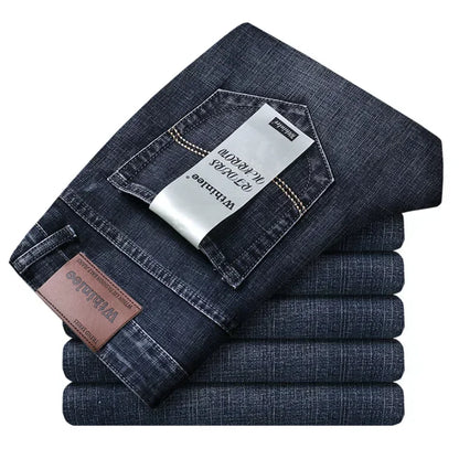 2024 Thin or Thick Material Slim Fit Men's Luxury Classic Style Men Jeans Business Stretch Denim Male Trousers Clothing