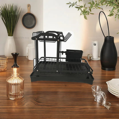 Kitchen utensil storage rack, multifunctional drainage rack on the countertop, convenient for storing utensils in the kitchen
