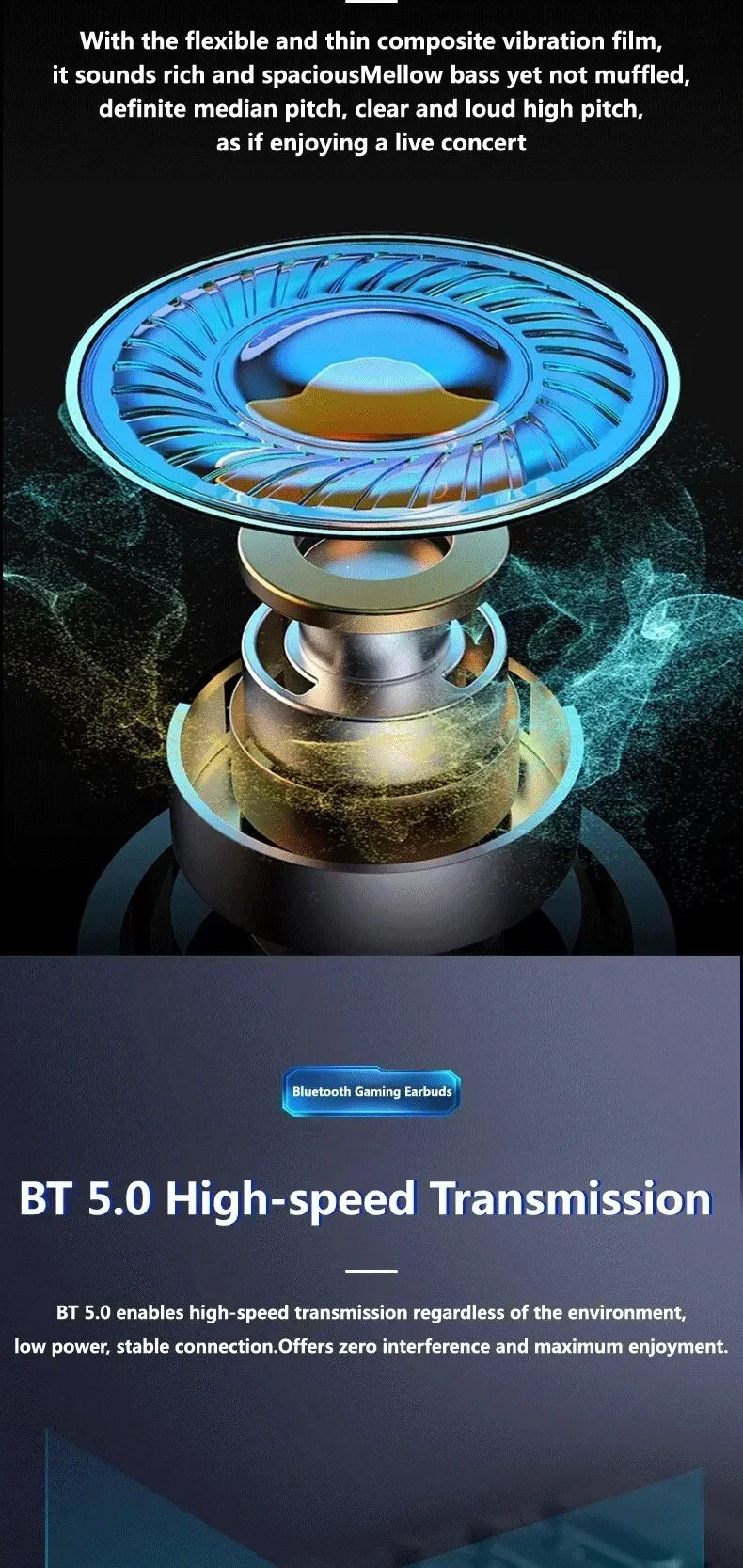 New TWS Gaming Earbuds Wireless Bluetooth Earphones With Mic  9D Stereo Music HiFi Headset For Gamer apply to smartphones