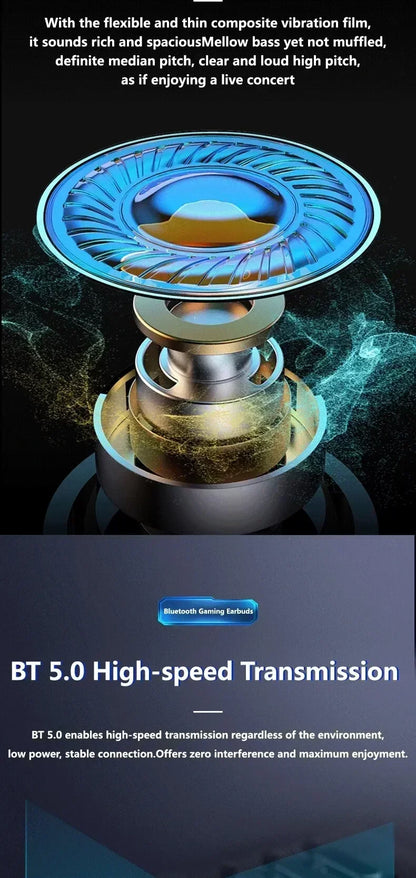 New TWS Gaming Earbuds Wireless Bluetooth Earphones With Mic  9D Stereo Music HiFi Headset For Gamer apply to smartphones