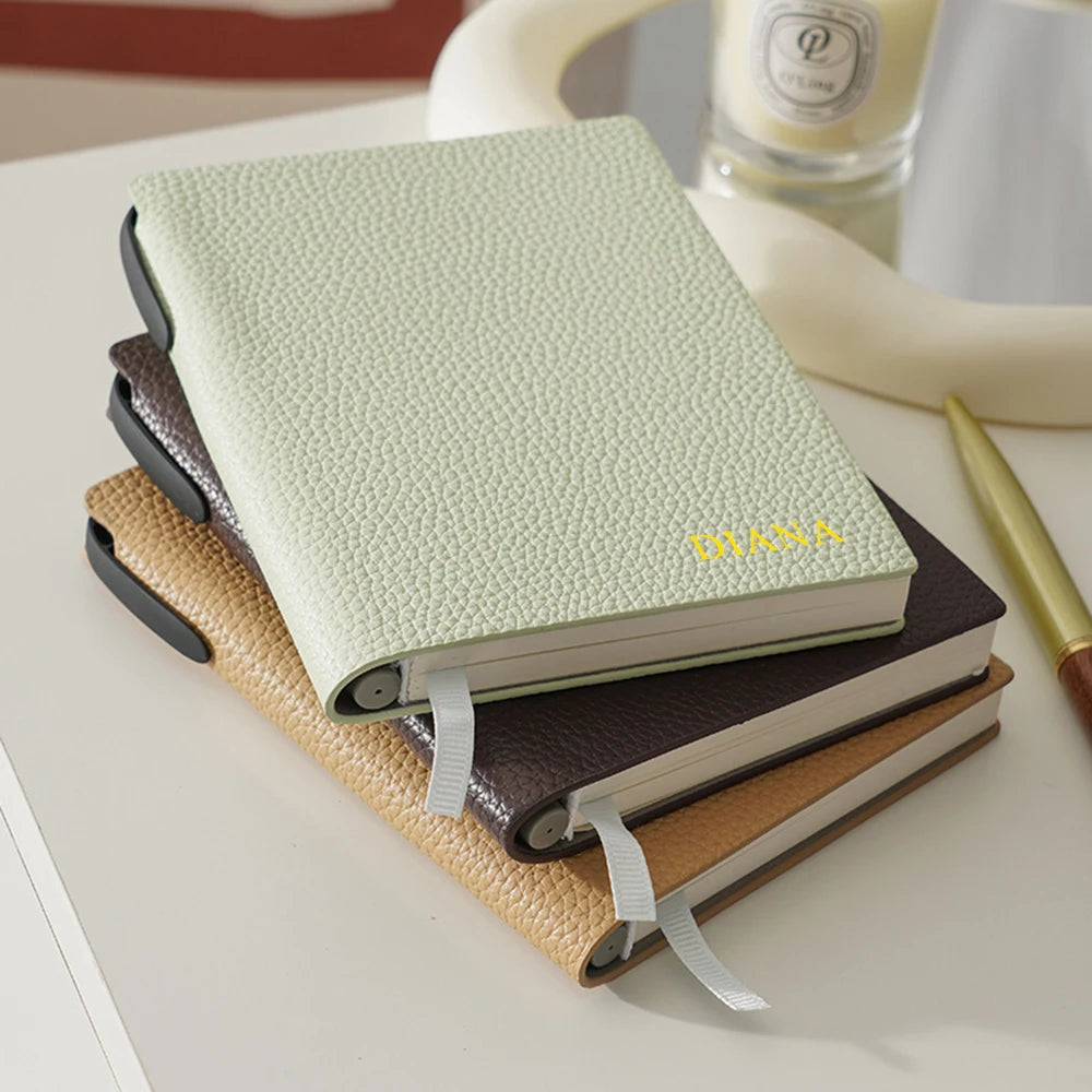Business Office Custom Letters Notebook A6 School Student Leather Fashion Diary Books Portable Luxury Note Book Engraving Gift