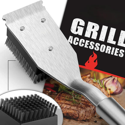 Grill Brush and Scraper, Wire BBQ Grill Brush for Outdoor Grill,16.5” Cleaning BBQ Accessories, Safe Cleaner  Brush