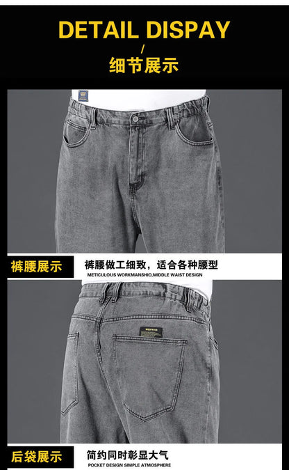 10XL Oversize Jeans Men Spring Fashion Streetwear Plus Size Cargo Jeans Soft Cotton Loose Baggy Casual Jeans For Dad Husband